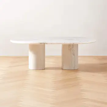 אישית הסיטוניים אליפסה שיש לבן שולחן קפה עם שיש לבן בבסיס הסלון רהיטים