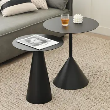 סלון מתכת עגול שולחן קפה נורדי מסגרת שחורה סוגר הסלון מרכז שולחן חדר שינה בעיצוב מודרני השולחן ריהוט הבית.
