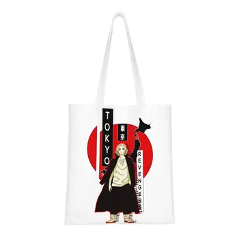 לשימוש חוזר טוקיו Revengers שקית קניות, נשים בד כתף תיק עמיד סנו Manjiro מייקי מצרכים קונה שקיות