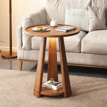 ספה שולחנות ריהוט הבית הנורדי פשוטה מעץ מלא עגול שולחן קפה שולחן ספה שולחן צד תה, שולחן ליד המיטה שולחן 40/50*60 ס 