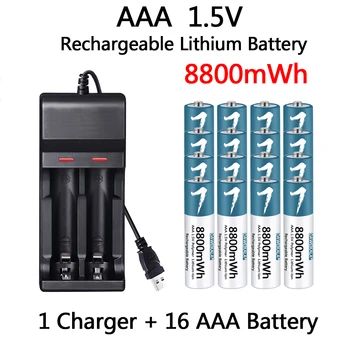 סוללת AAA 1.5 V נטענות פולימר ליתיום-יון סוללה AAA סוללות עבור שלט רחוק, עכבר צעצוע חשמלי עם מטען USB