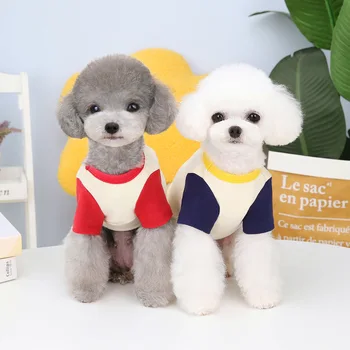אחוי שרוול חולצת כלב בגדים מכתב רקמה כלבים קטנים בגדים חתול אביב קיץ דק אופנה קוריאנית נערה מוצרים לחיות מחמד