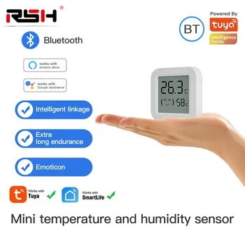 Tuya טמפרטורה חיישן הלחות Mini LCD תצוגה דיגיטלית תואמת Bluetooth יישום שליטה מרחוק מד חום Hygromete