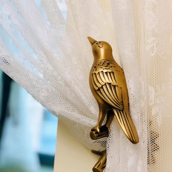 בסגנון אירופאי אור יוקרה ציפור קישוט וילון בלוק הוק דגם חדר סלון מרפסת וילון אבזם אביזרי פליז