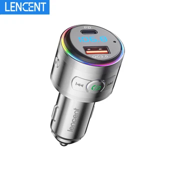 LENCENT Bluetooth 5.3 משדר FM מלאה מתכת Bluetooth לרכב מתאם עם משטרת 20W & QC3.0 מהיר מטען Hi-Fi מתאם המוזיקה