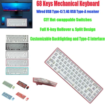 משחקי מקלדת מתג 68 מפתחות/86 המפתחות CIY ניתן להחלפה חמה פיר מושב מקלדת ציר הבוחן לחצן תאורה אחורית על שולחן העבודה של מחשב נייד