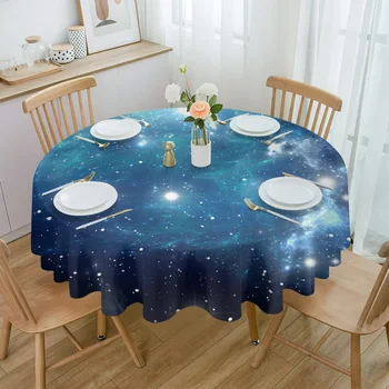 שמי זרועות הכוכבים מסביב שחור כחול ערפילי היקום עמיד למים המפה החתונה מטבח ביתי בחדר האוכל שולחן עיצוב שולחן עגול לכסות