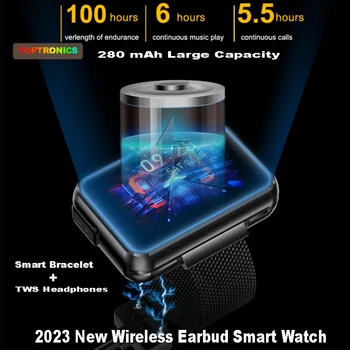 חם למכור 2 ב 1 Tws Wireless Bluetooth Headset שעון חכם גברים 1.4