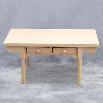 בית הבובות השולחן צבוע סימולציה מיני השולחן עשוי היטב דקורטיביים Paintable מיניאטורי מעץ השולחן בובה אביזרים