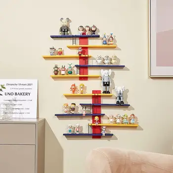 משק בית בובות צעצועים אחסון חדר מדף תלייה על קיר יצירתי סוג הסולם תצוגה אחסון מתלה לחדר ילדים אחסון כלי