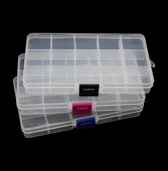 חדש 15 חריצים תאים צבעוניים נייד תכשיטים כלי קופסא לאחסון חלקים אלקטרוניים בורג חרוזים ארגונית קופסא פלסטיק 171*98*מ 