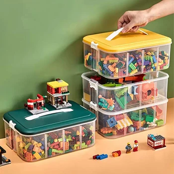 צעצוע קופסא לאחסון של הילדים אבני הבניין מיון שקוף ארגונית קיבולת גבוהה Stackable 1/2/3 שכבה ילדים צעצוע מכולות