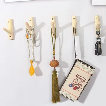 יצירתי ענף עץ וו מתלה מעיל מעץ קולב בגדים מחזיק מפתחות המארגנים אחסון רטרו כפרי בסגנון אירוח אצל משפחה קישוט