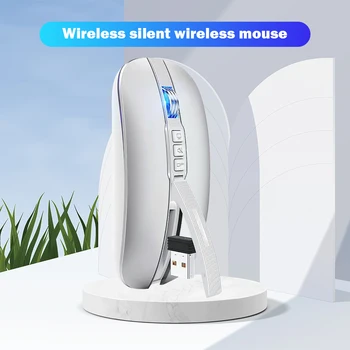 על FMOUSE M113 USB 2.4 G Bluetooth תואם העכבר האלחוטי BT-תואם 5.1 מצב כפול 2400 DPI סוג-C טעינה עכבר אפור