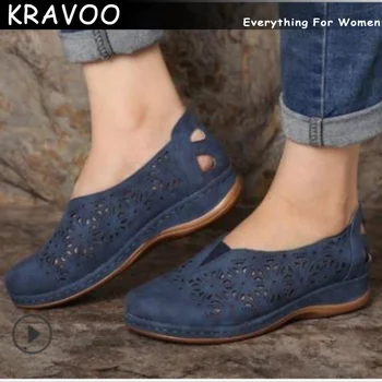 KRAVOO נשים נעלי פלטפורמת טריז חלולים סנדלי נשים גומייה נעלי נשים מוצק נעליים מזדמנים 2023 חדש נעלי הקיץ