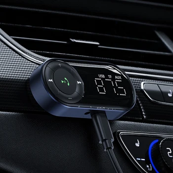 תצוגת LED Bluetooth 5.2 משדר FM לרכב מקלט FM AUX לרכב Bluetooth Audio מקלט המכונית ללא ידיים מוסיקה מקלט כרטיס TF