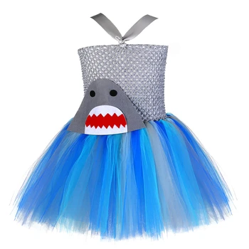 בנות כריש טוטו השמלה מתחת לים מסיבת יום הולדת שמלות ילדים פעוט תמונה פרופ ליל כל הקדושים אושן דגים תחפושת בגדי ילדות