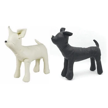 2 יח ' עור הכלב בובות עמידה הכלב דגמי צעצועים לחיות מחמד חנות חיות בובת תצוגה , שחור M & L לבן