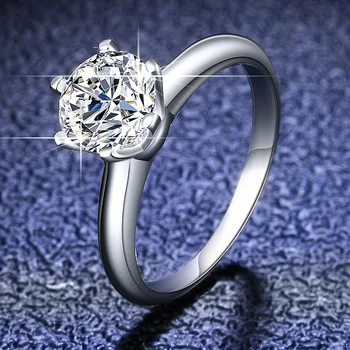 Queenme 1ct 5ct Moissanite טבעת כסף סטרלינג 925 מעבדה יהלום שש הצבת הטבעת לנשים אירוסין מבטיח טבעת תכשיטים