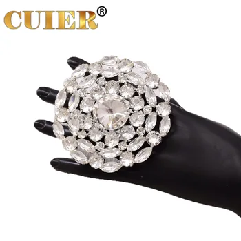 CUIER יוקרה 8cm סיבוב טבעות לנשים דראג קווין Oversize תכשיטים אביזרים החתונה Crystal AB