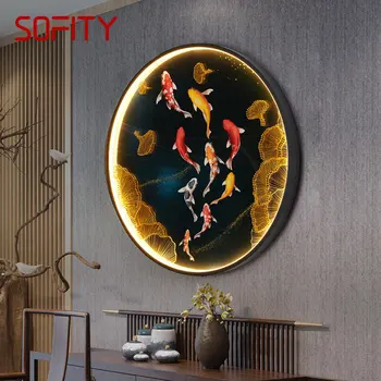 SOFITY הפנים 9 דגים הקיר תמונה גופי מנורות LED סיני ציור יצירתי השינה ליד המיטה מנורות לבית המסדרון.