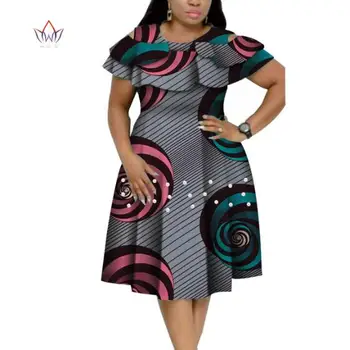 Bazin ריש אפריקה קולר קפלים שמלות לנשים דאשיקי הדפסה פנינים שמלות Vestidos מוכן משלוח WY4401