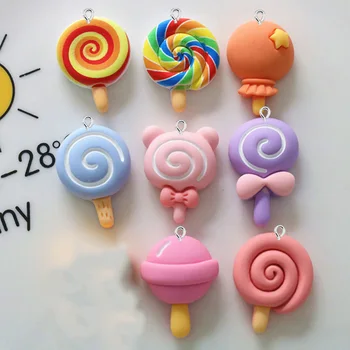 10PCS Lollipop סדרה Flatback קסמים עגילים צמיד ורצוף DIY ליצירת תכשיטים תליונים קישוט אביזרים