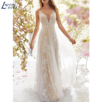 פריסת NICEB רומנטית מתוקה שמלות חתונה אלגנטית וחולצת תחרה, טול שמלות כלה 2023 אורך רצפת קו-שמלת הכלה