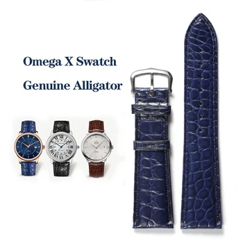 איכות גבוהה עור תנין רצועת שעון אומגה X Swatch משותפת MoonSwatch תנין עור צמיד כוכבי הסדרה 20mm הרצועה.