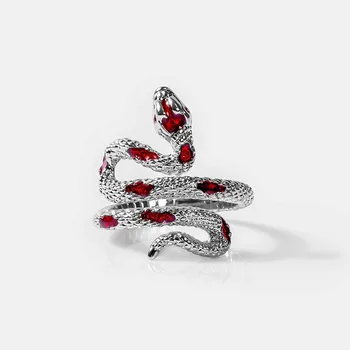 חדש 2023 בציר אופנה נחש טבעת פתוחה לשני המינים רד קריסטל טבעת אירועים תכשיטים אביזרים מתנה
