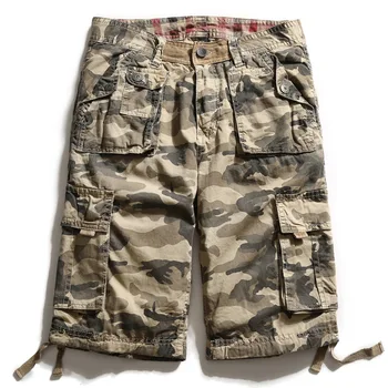2022 הקיץ צבאי הסוואה המכנסיים אופנה הסוואה רב-כיס צבא מזדמנים מכנסיים קצרים Homme Bermudas Masculina