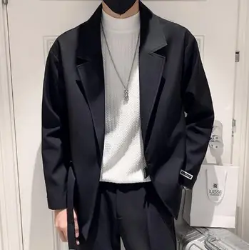 סגנון חדש חליפה של גבר מוצק צבע אבזם קישוט חופשי כותנה החליפה מעיל ז ' קט ABB50