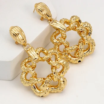 איטליה פרח זרוק עגילים נשים משלוח חינם 24K מצופה זהב חלול תכשיטים לכלה מסיבת החתונה.