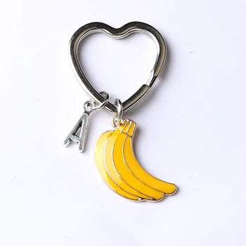 A-Z 26 מכתבים הראשונית בננה מחזיק מפתחות מותאמים אישית Keyring bananaJewelry פירות קסמי החבר הכי טוב מחזיק מפתחות מתנות