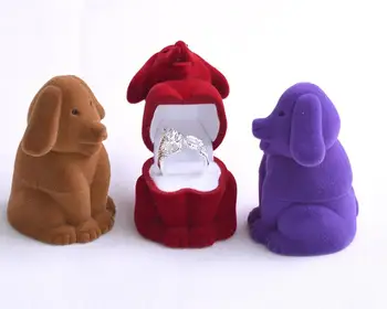 50pcs/lot יצירתי קריקטורה של כלב לעצב תכשיטים קופסת קטיפה טבעת אירוסין אחסון מתנה קופסת תכשיטים אריזות מדף תצוגה