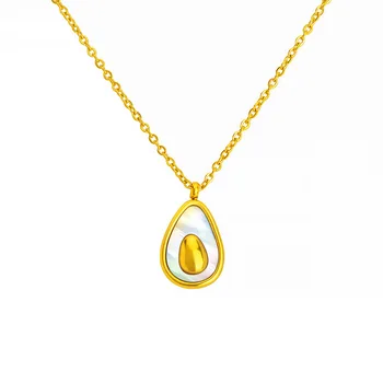 אבוקדו מעטפת השרשרת עבור נשים בנות צבע זהב פירות תליון נירוסטה קסם תכשיט מתנה משלוח חינם הסיטוניים GN386