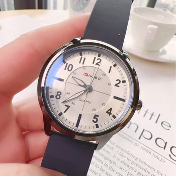 המותג המפורסם קוורץ שעון מסוגנן, מינימליסטי סיליקון דבק גדול חיוג דיגיטלי שעון יד לנשים וגברים Dropshipping