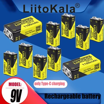 10PCS LiitoKala USB 9V ליתיום נטענת סוללה 1100mAh 9V li-ion סוללות 6F22 9V עבור RC מסוק דגם מיקרופון