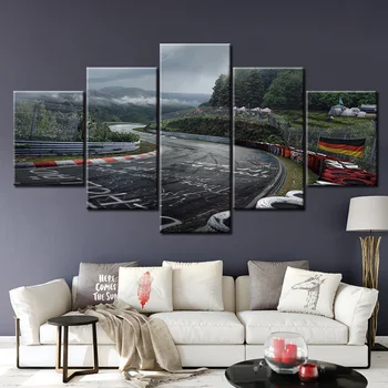 בד מודפס תמונות קיר אמנות ציור 5 לוח Nurburgring מפגש כביש קישוט הבית מודול פוסטר עבור הסלון.