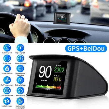 עבור בטיחות רכב T600 תצוגה עילית אוטומטי OBD2 GPS מחשב המכונית דיגיטלית OBD נהיגה מד המהירות קילומטראז דלק מתח טמפרטורה